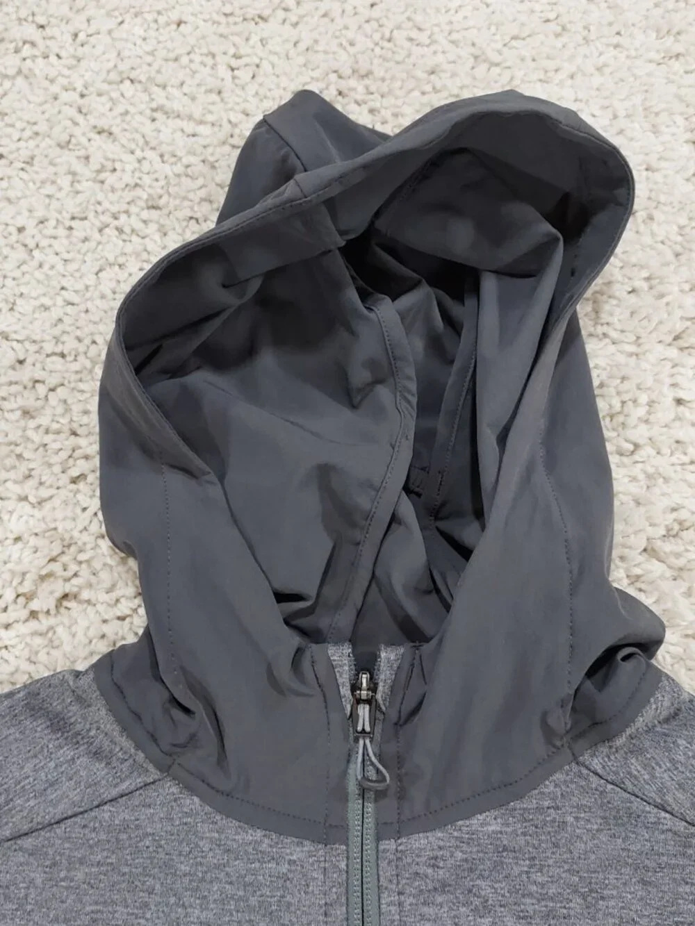 Salomon Mens Large Pulse Mid Fleece Hoodie Jacket Stretch Full Zip, Running Grey